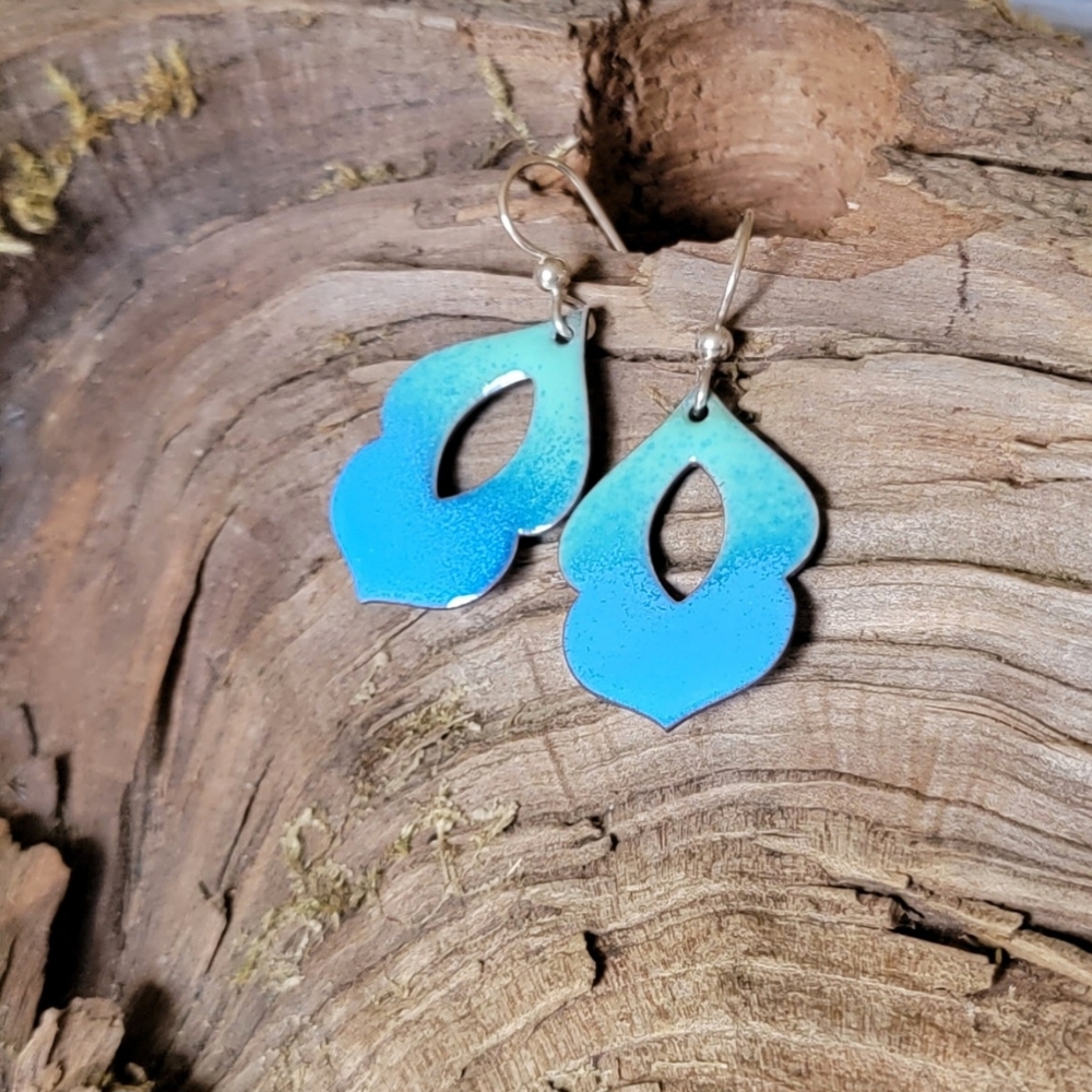 Hand Crafted Blue Gradient Earrings - image 3